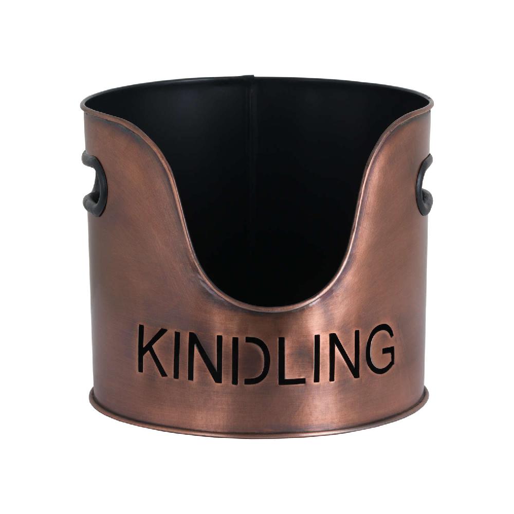 Hill Interiors Copper Finish Logs And Kindling Buckets & Matchstick Holder