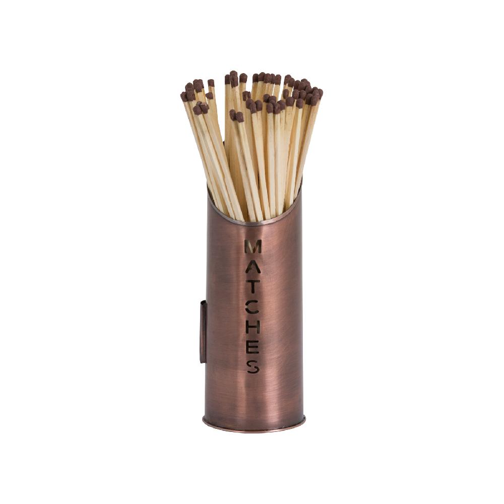 Hill Interiors Copper Finish Logs And Kindling Buckets & Matchstick Holder