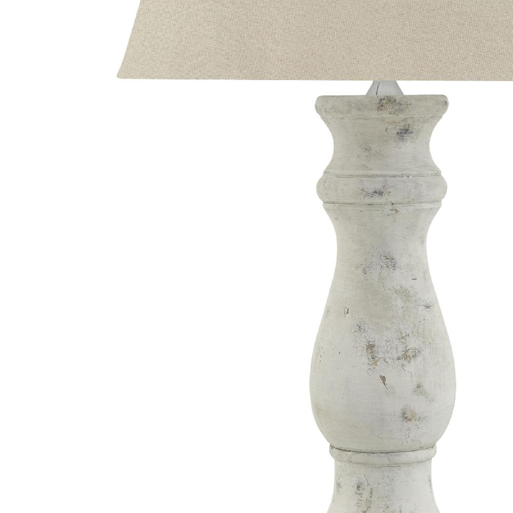 hill interiors Darcy Antique White Candlestick Table Lamp With Linen Shade