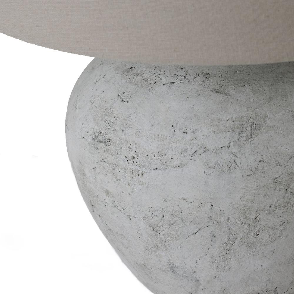 hill interiors Darcy Antique White Round Table Lamp With Linen Shade