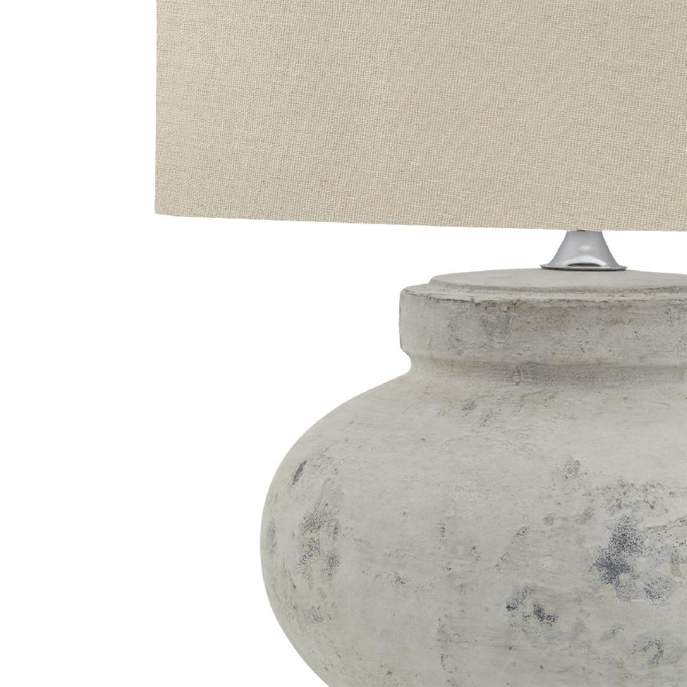 hill interiors Darcy Antique White Squat Table Lamp With Linen Shade