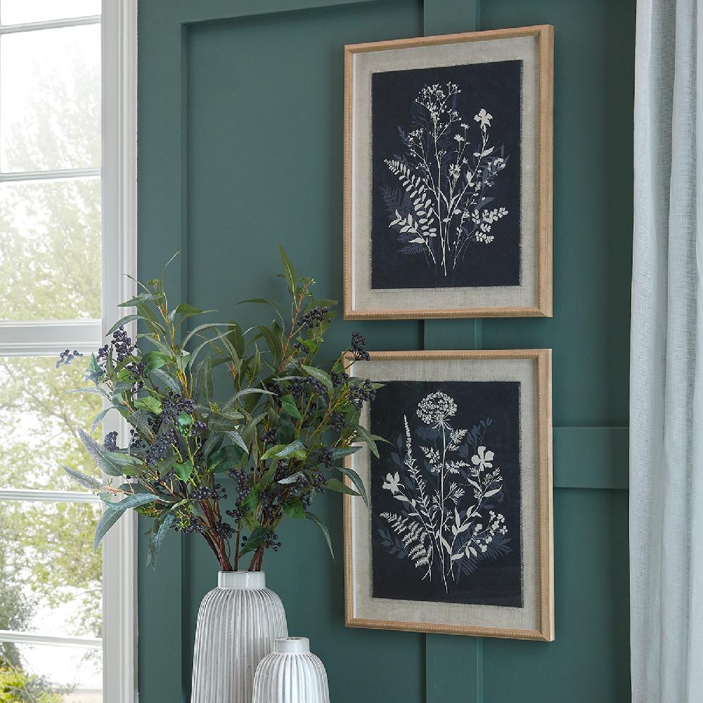 Hill Interiors Flora & Fauna Collection Grove On Linen In Beaded Frame