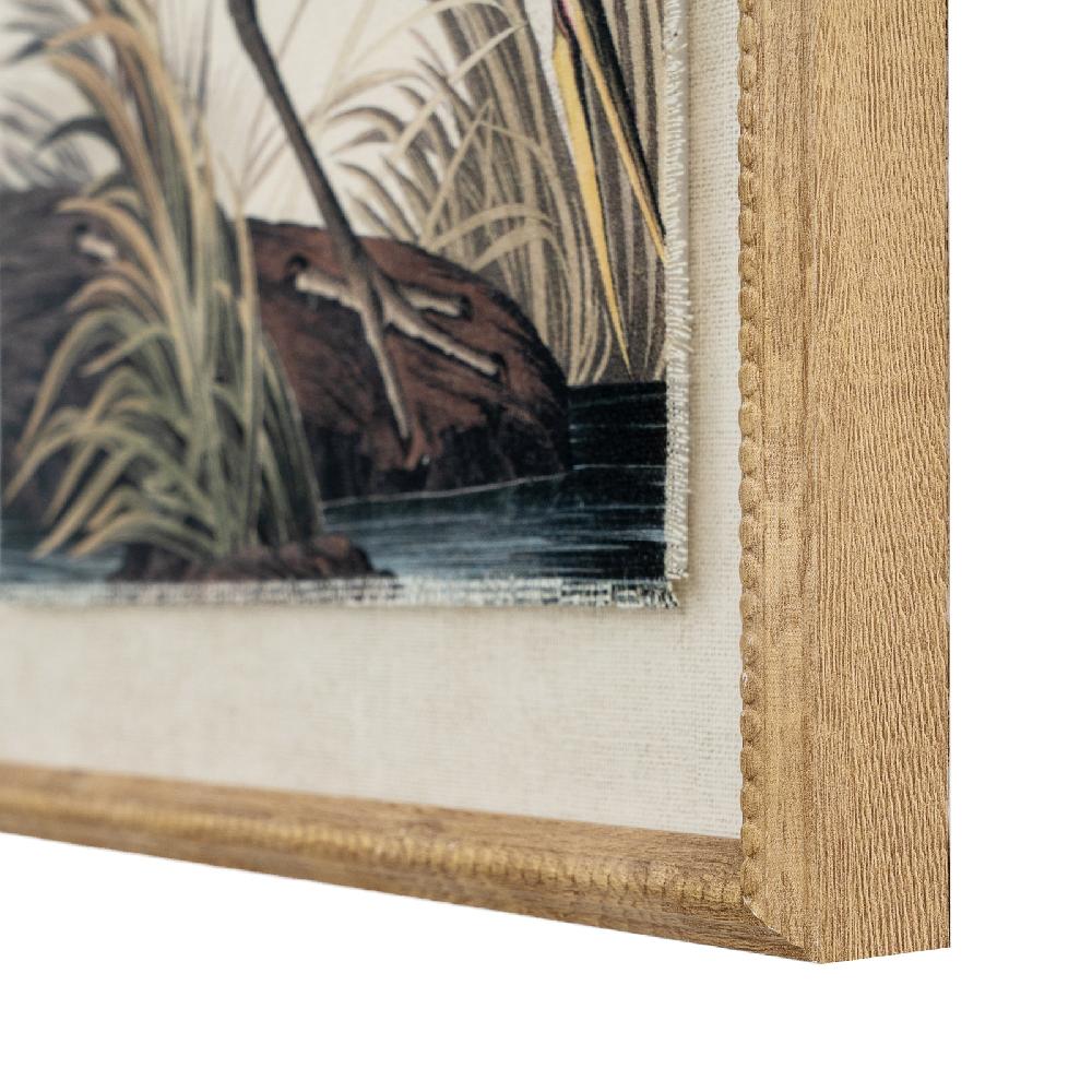 hill interiors Flora & Fauna Collection Heron On Linen In Beaded Frame