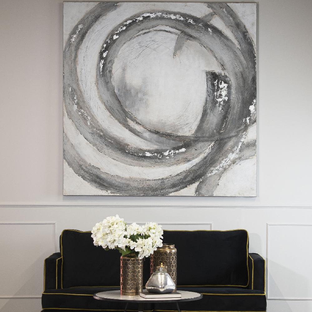 Hill Interiors Galaxy Silver And Grey Hand Painted Canvas