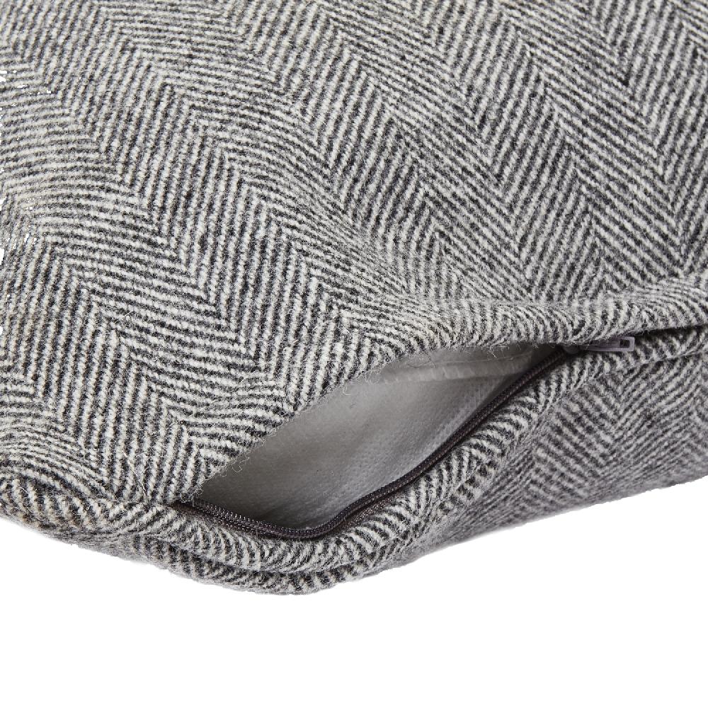 Hill Interiors Grey Herringbone Pure Wool Cushion With Piped Edge