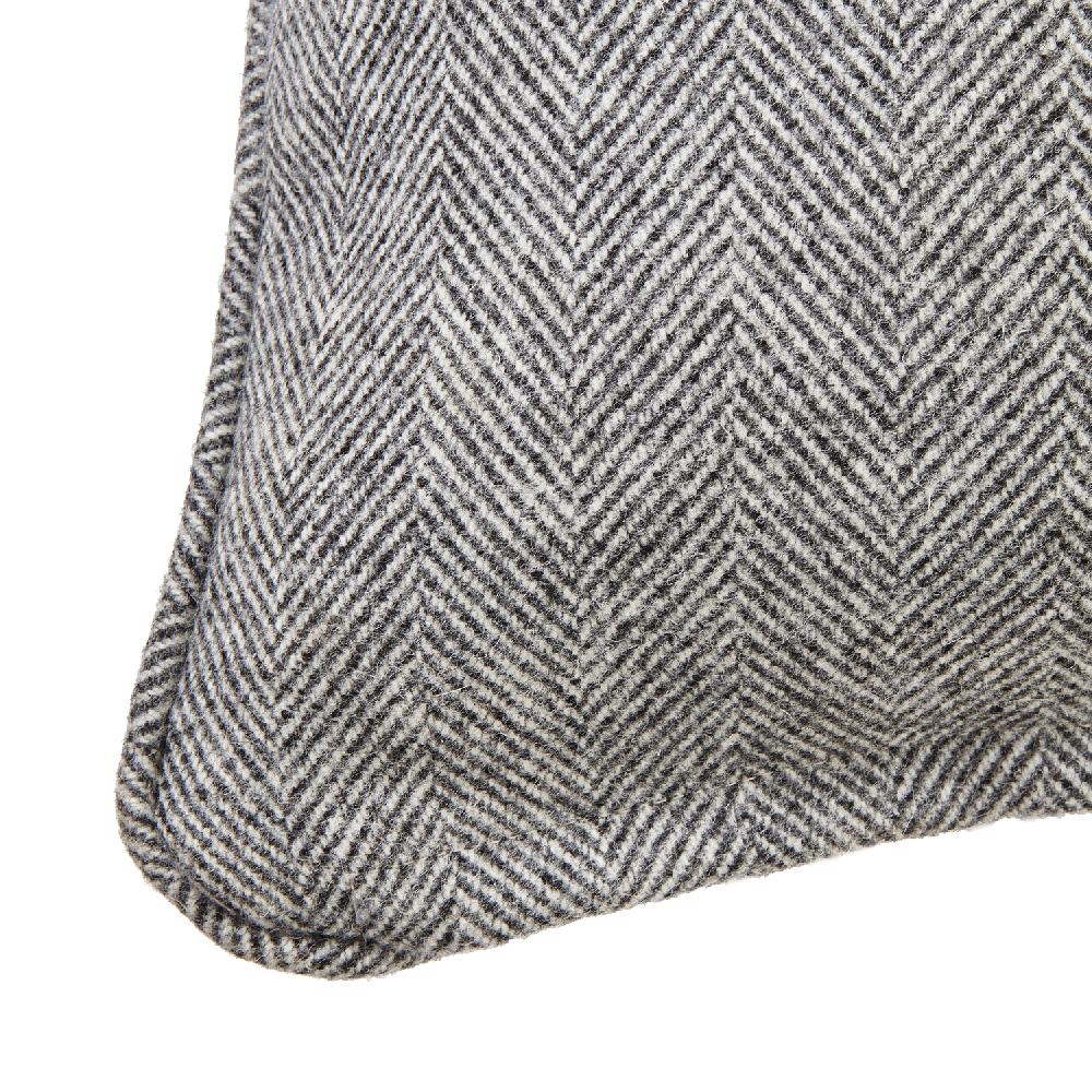 hill interiors Grey Herringbone Pure Wool Cushion With Piped Edge