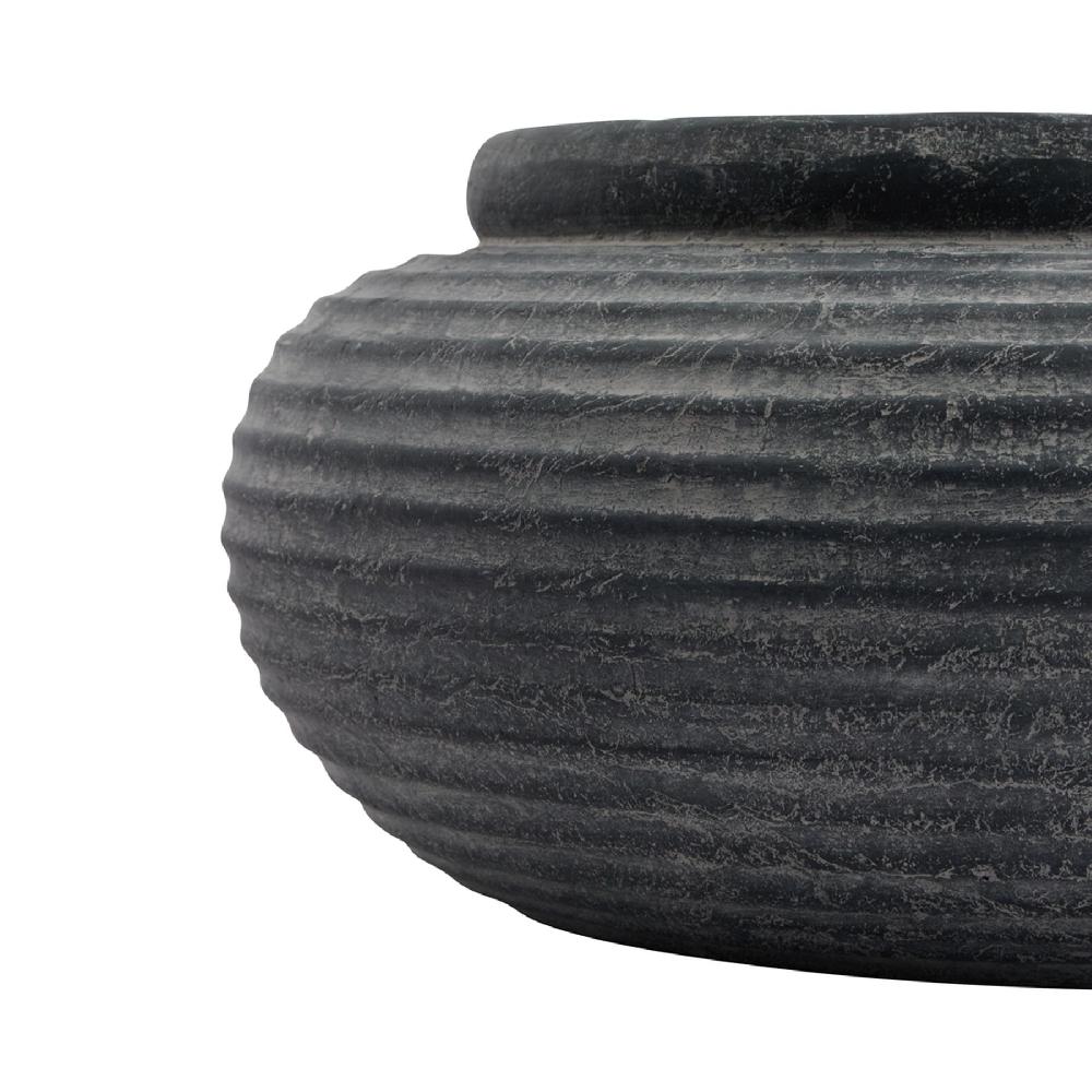 Hill Interiors Amalfi Grey Round Ribbed Planter