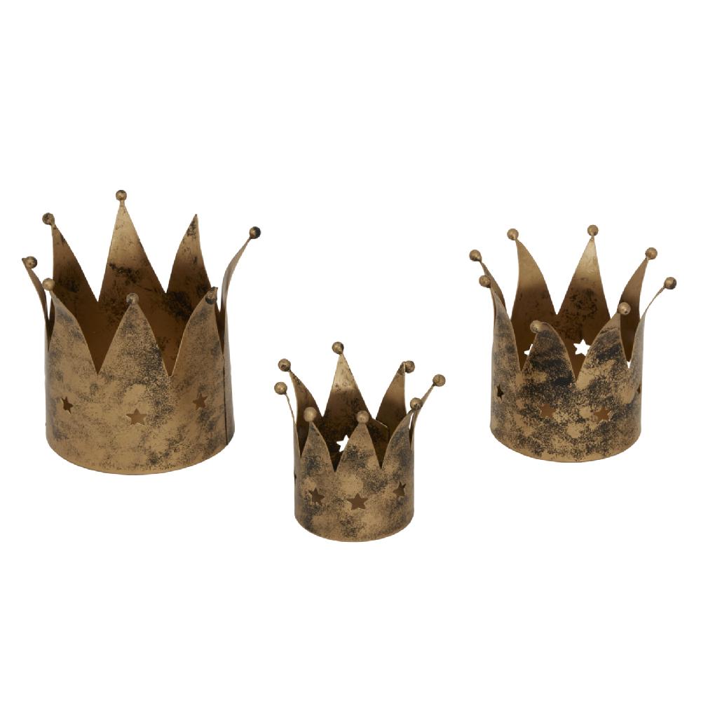 Hill Interiors Antique Gold Crown Candle Holder