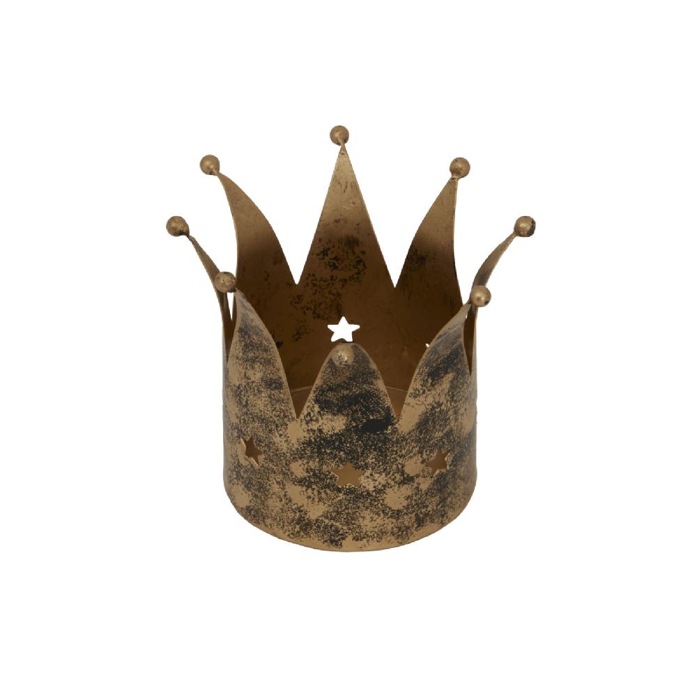 hill interiors Antique Gold Crown Candle Holder