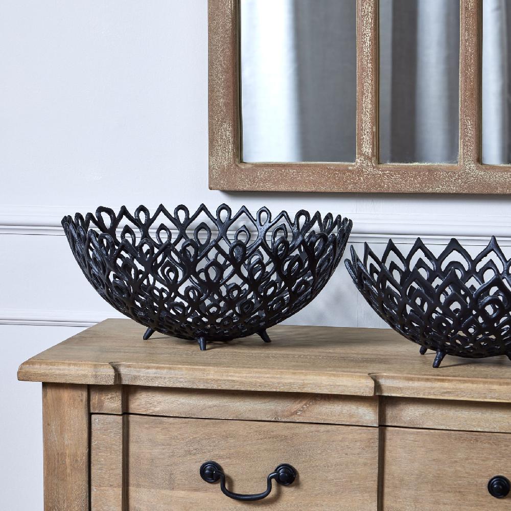 Hill Interiors Black Cast Large Lattice Bowl