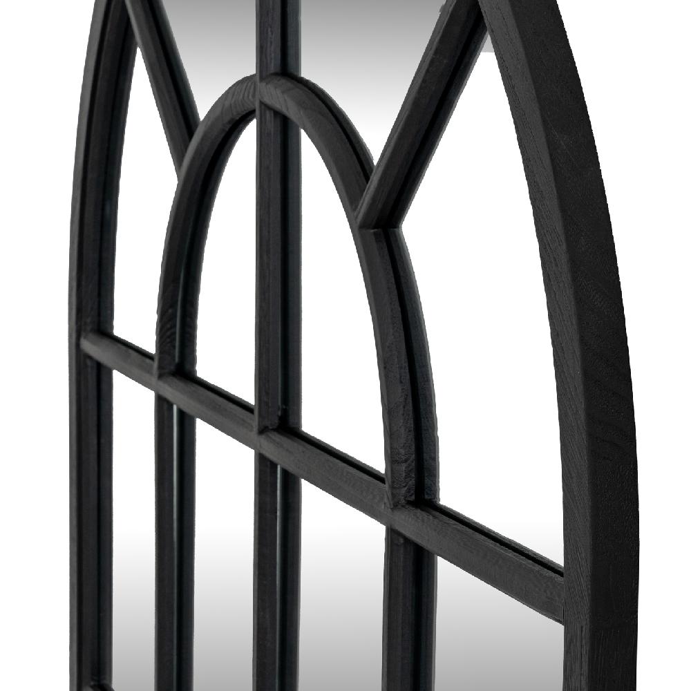 hill interiors Black Wood Arched Window Mirror