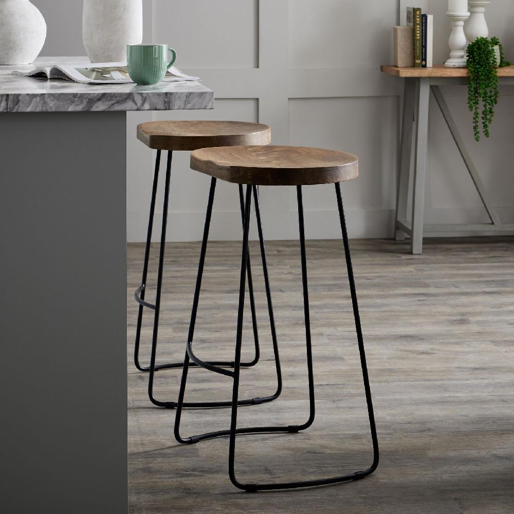 Hill Interiors Franklin Hardwood Shaped Bar Stool