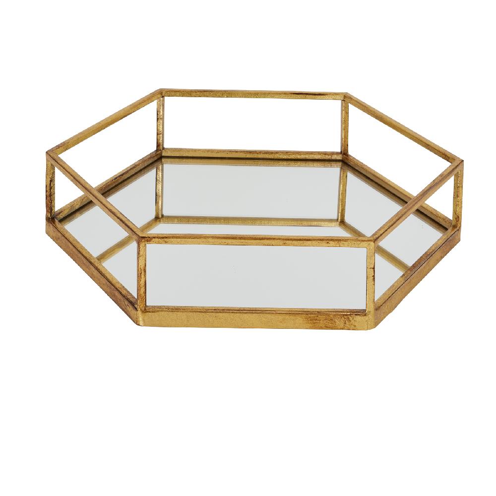 hill interiors Gold Hexagon Set Of Two Trays