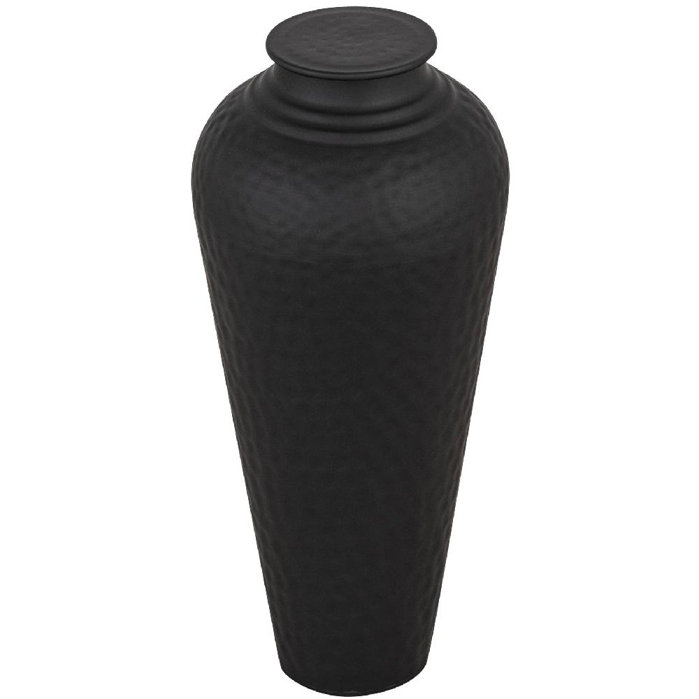 hill interiors Matt Black Hammered Vase With Lid
