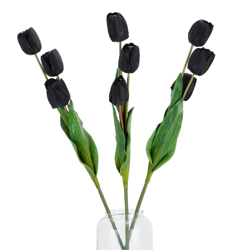Hill Interiors Tall Black Triple Tulip Stem
