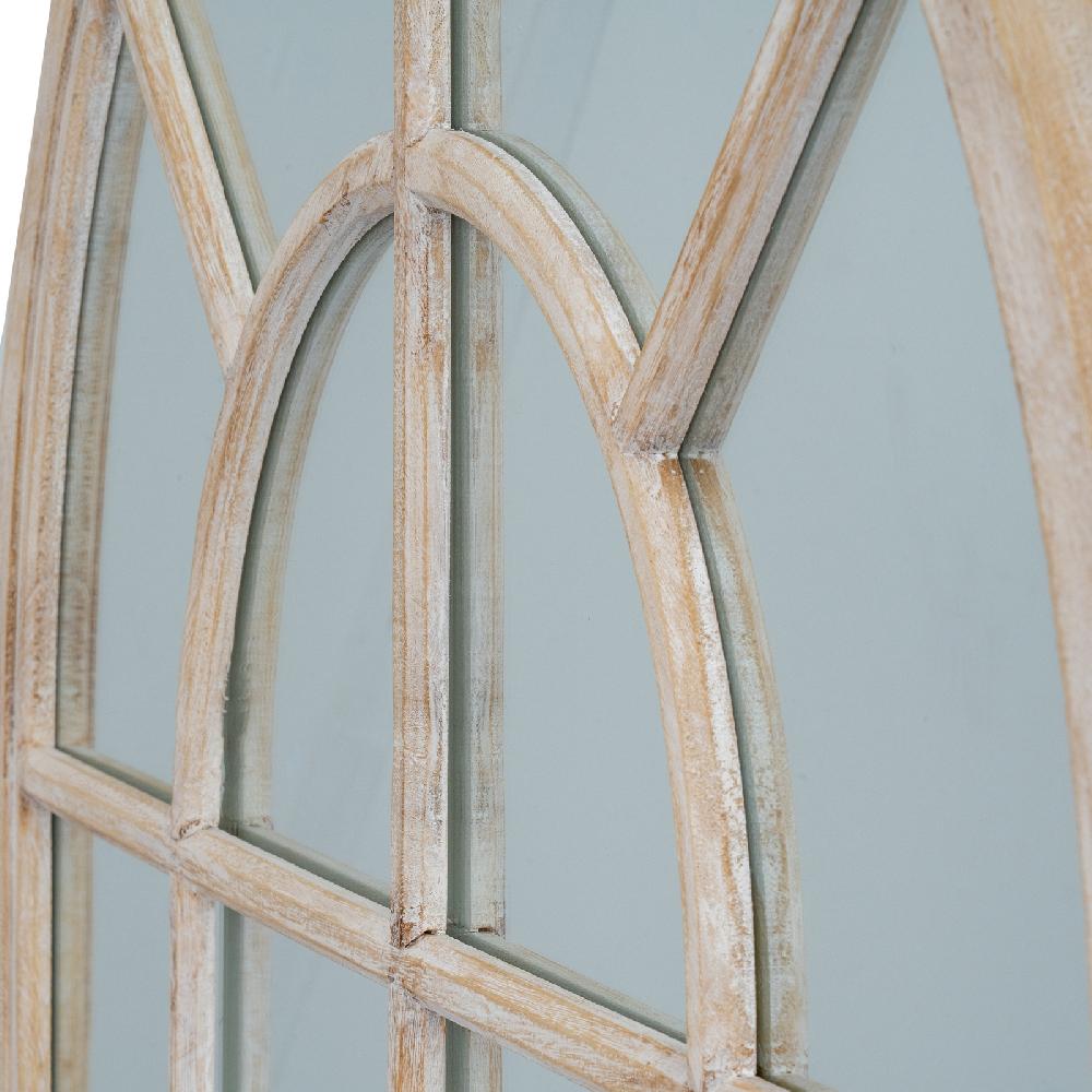 hill interiors Washed Wood Arched Window Mirror