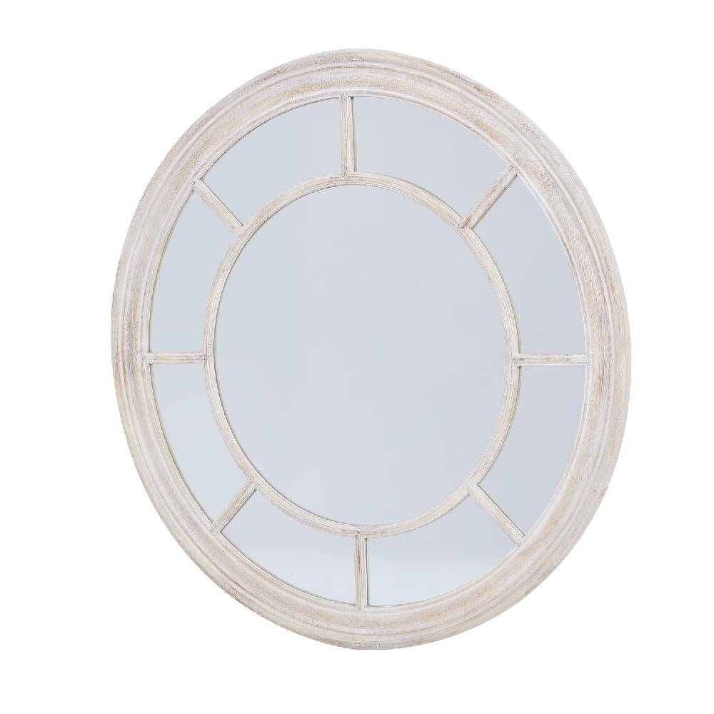 hill interiors Washed Wood Framed Round Mirror