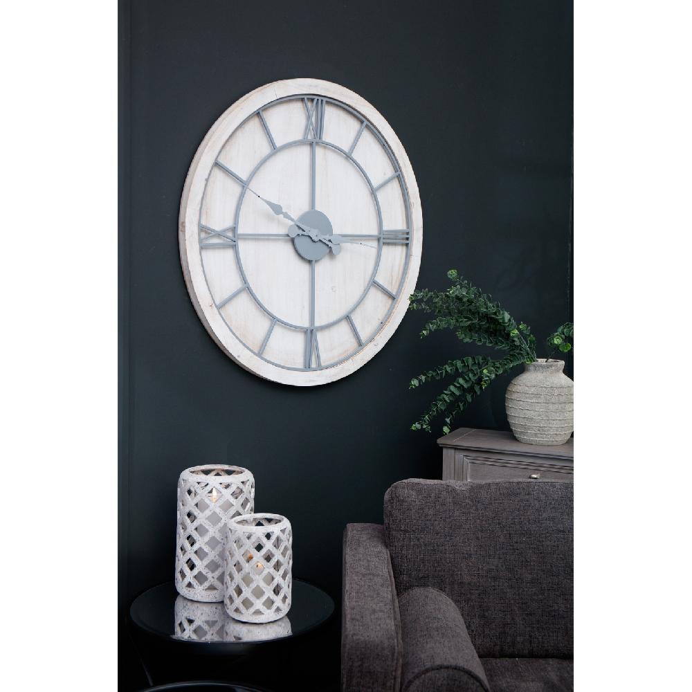 Hill Interiors Williston White Large Wall Clock
