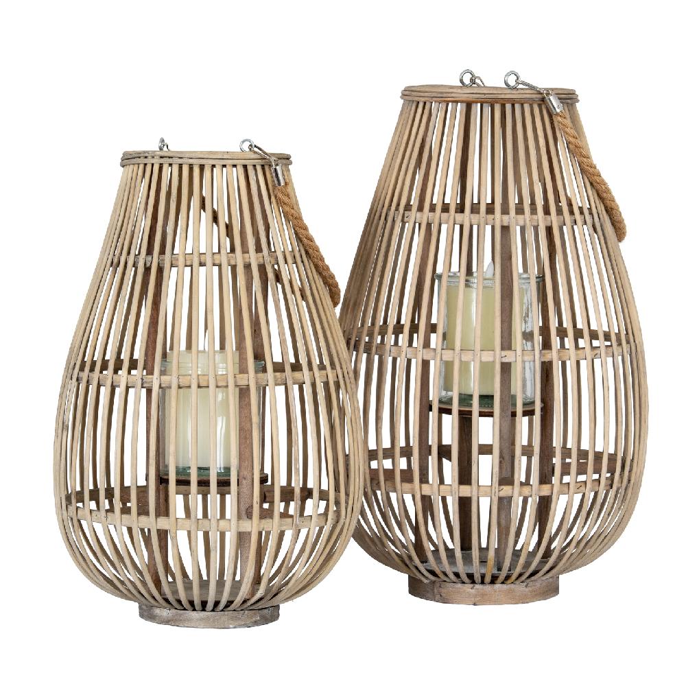 Hill Interiors Large Ellipse Wicker Lantern With Glass Holder