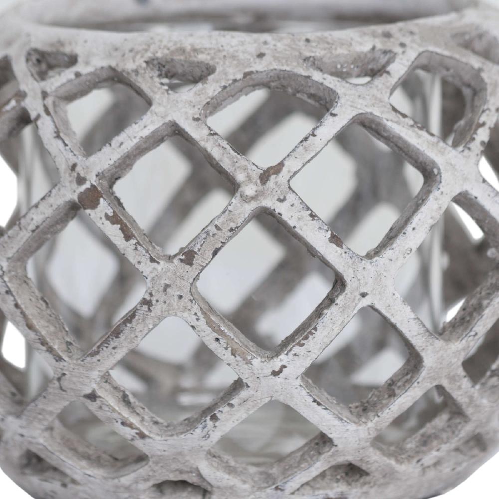 hill interiors Large Round Ceramic Lattice Hurricane Lantern