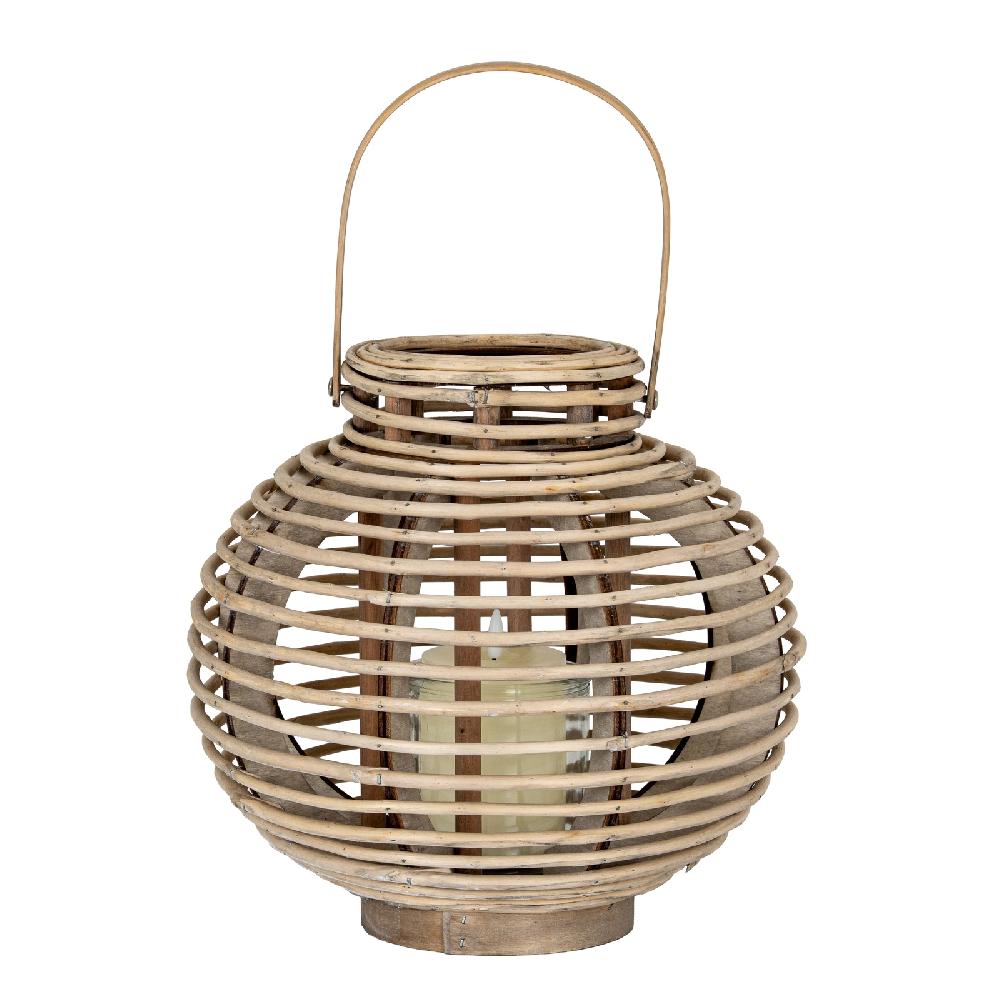hill interiors Large Round Willow Lantern With Glass Holder