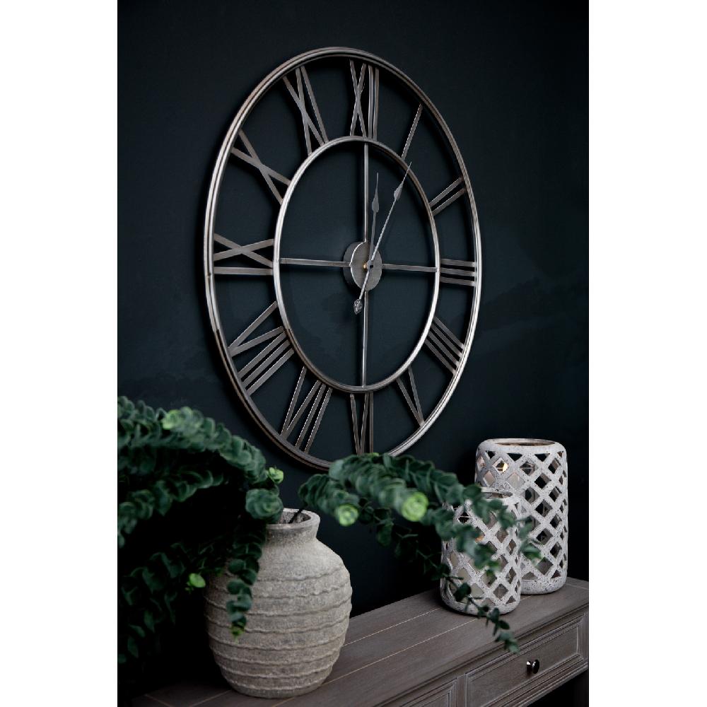 Hill Interiors Large Silver Foil Skeleton Wall Clock