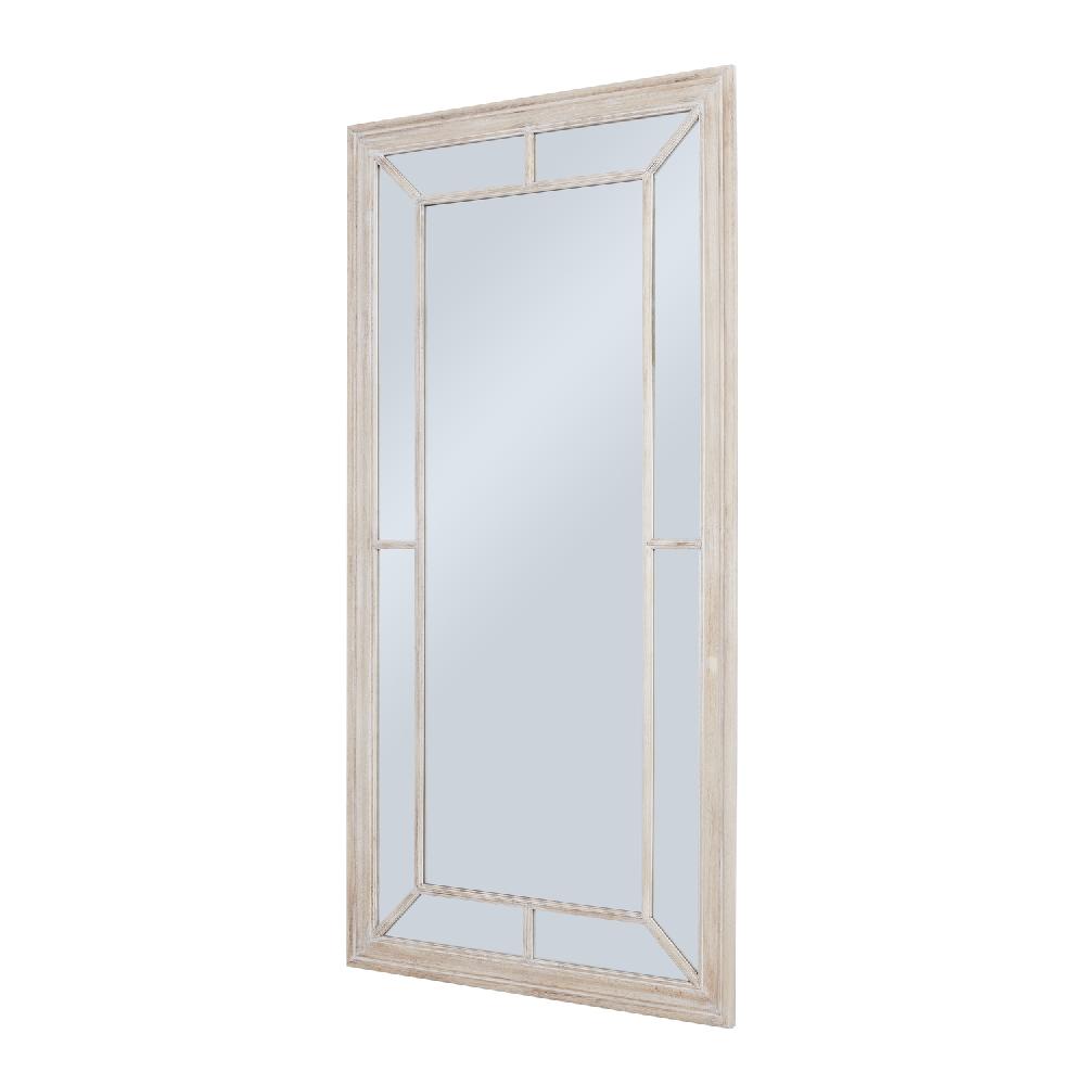 hill interiors Large Washed Wood Framed Window Mirror