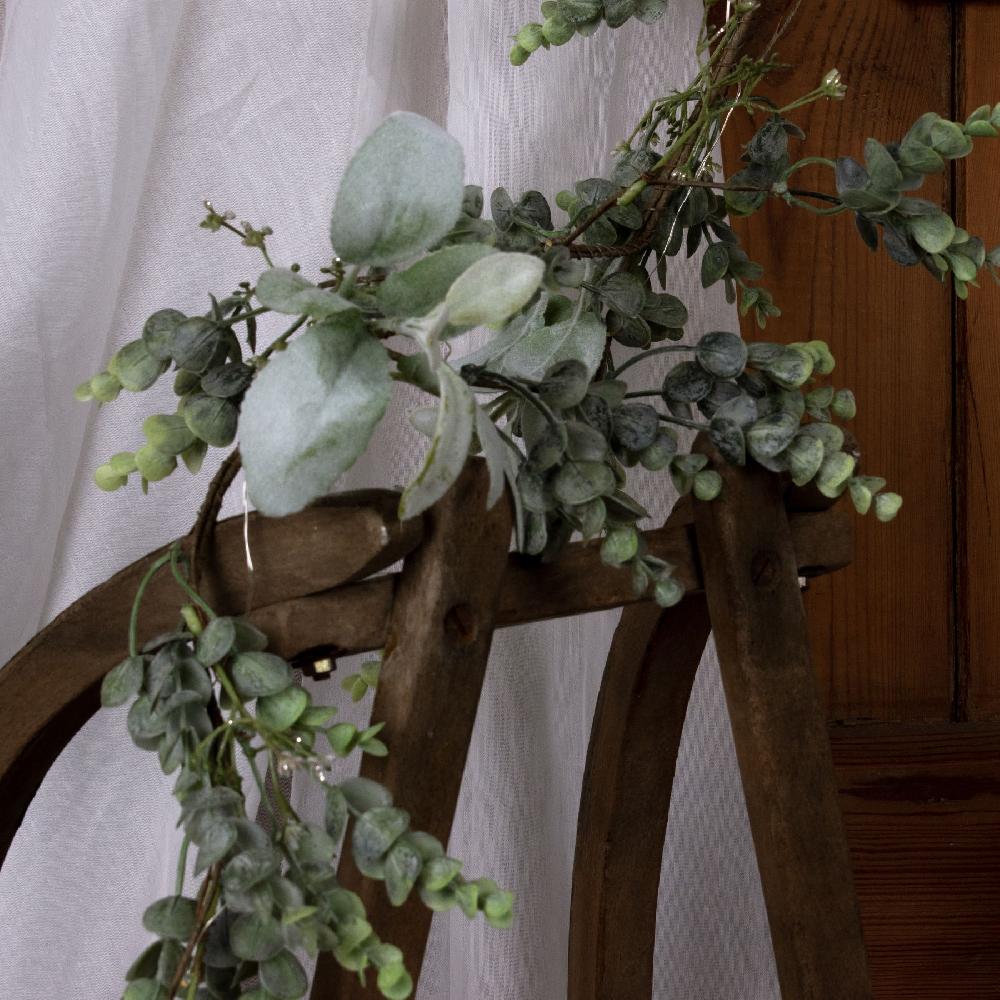 Hill Interiors LED Winter Garland With Eucalyptus And Lambs Ear