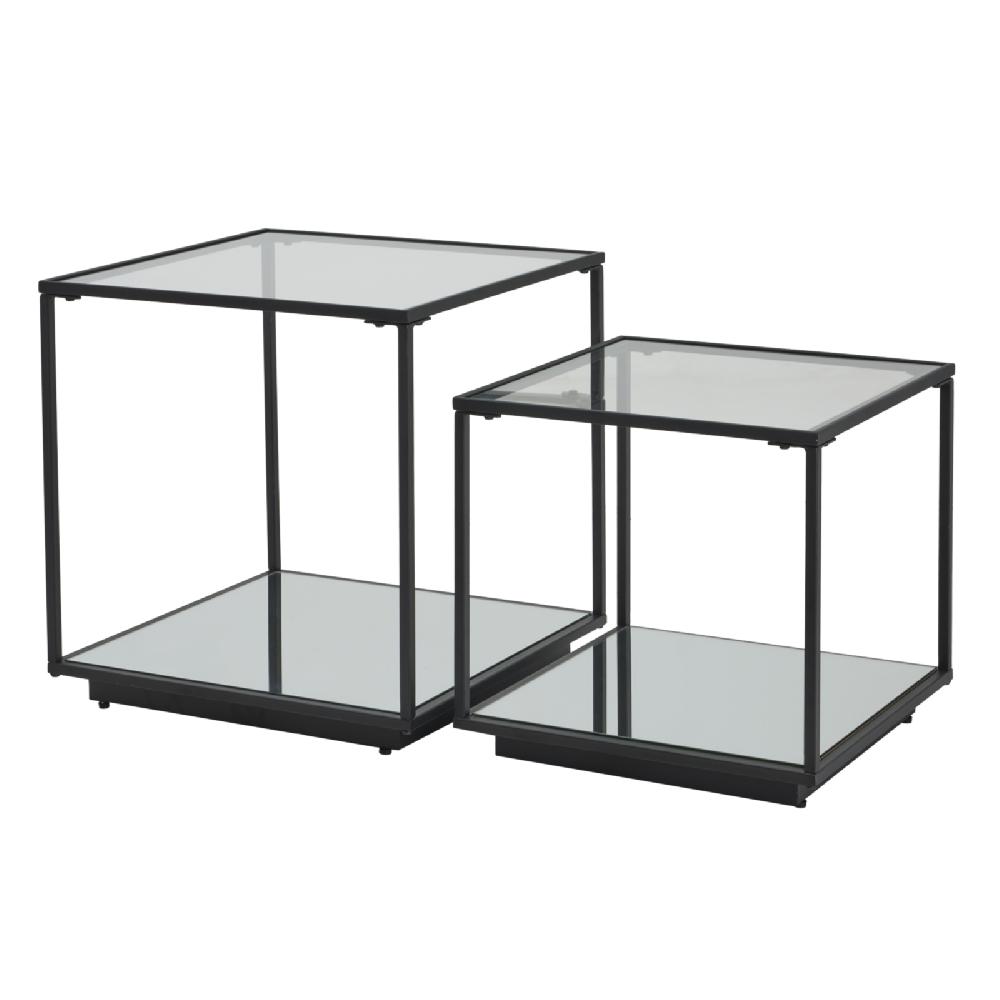 hill interiors Lennox Black Framed Set Of 2 Side Tables