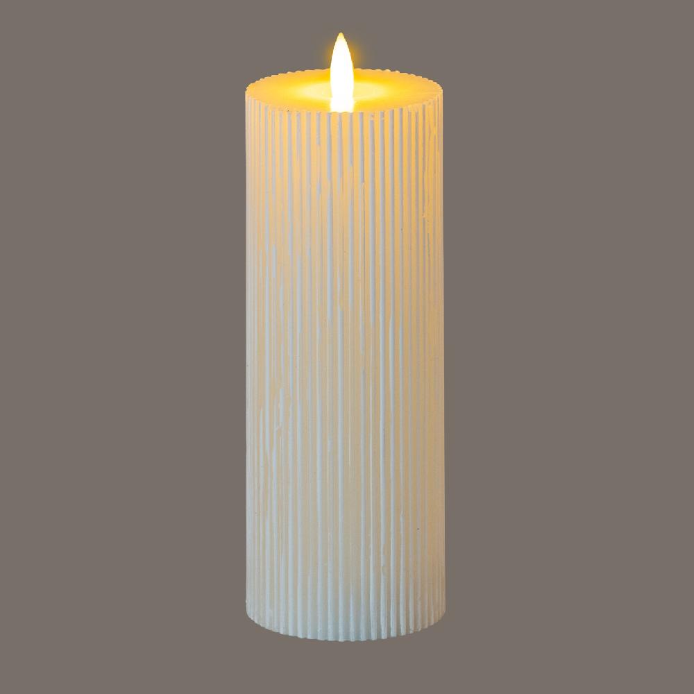 hill interiors Luxe Collection Natural Glow 3.5x9 Texture Ribbed LED Candle