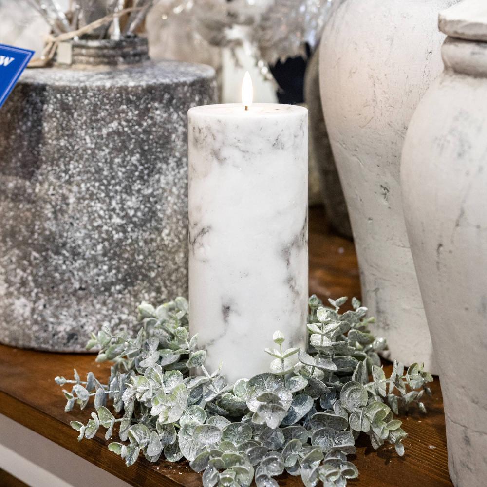 Hill Interiors Luxe Collection Natural Glow 3x6 Marble Effect LED Candle