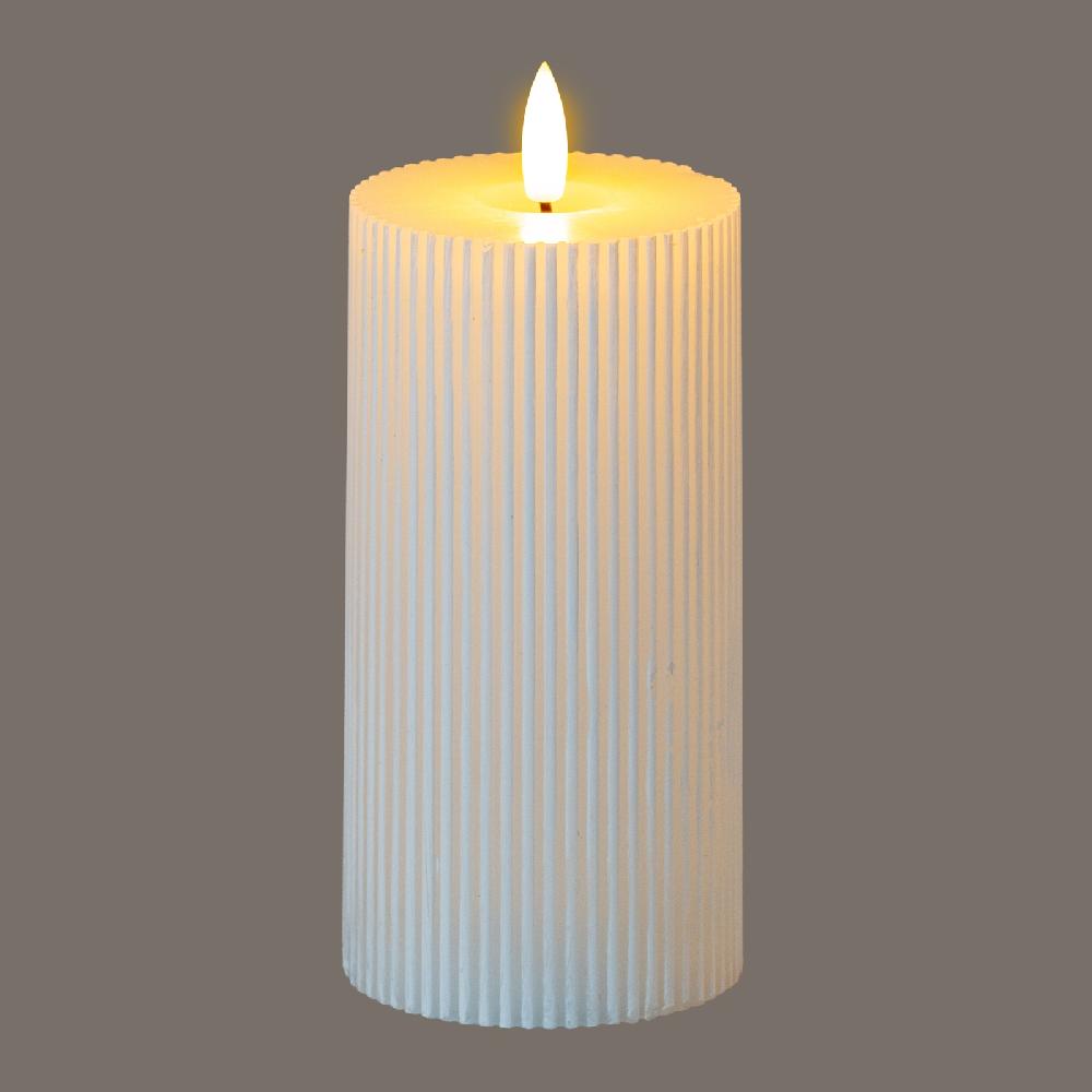 hill interiors Luxe Collection Natural Glow 3x6 Textured Ribbed LED Candle
