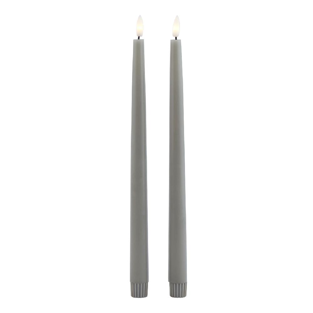 hill interiors Luxe Collection S/2 Grey LED Wax Dinner Candles