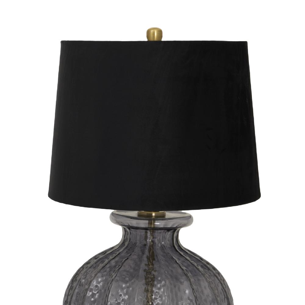 Hill Interiors Luxton Glass Fluted Lamp With Black Velvet Shade