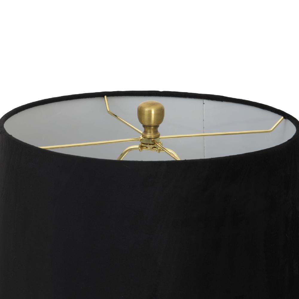 Hill Interiors Luxton Glass Fluted Lamp With Black Velvet Shade