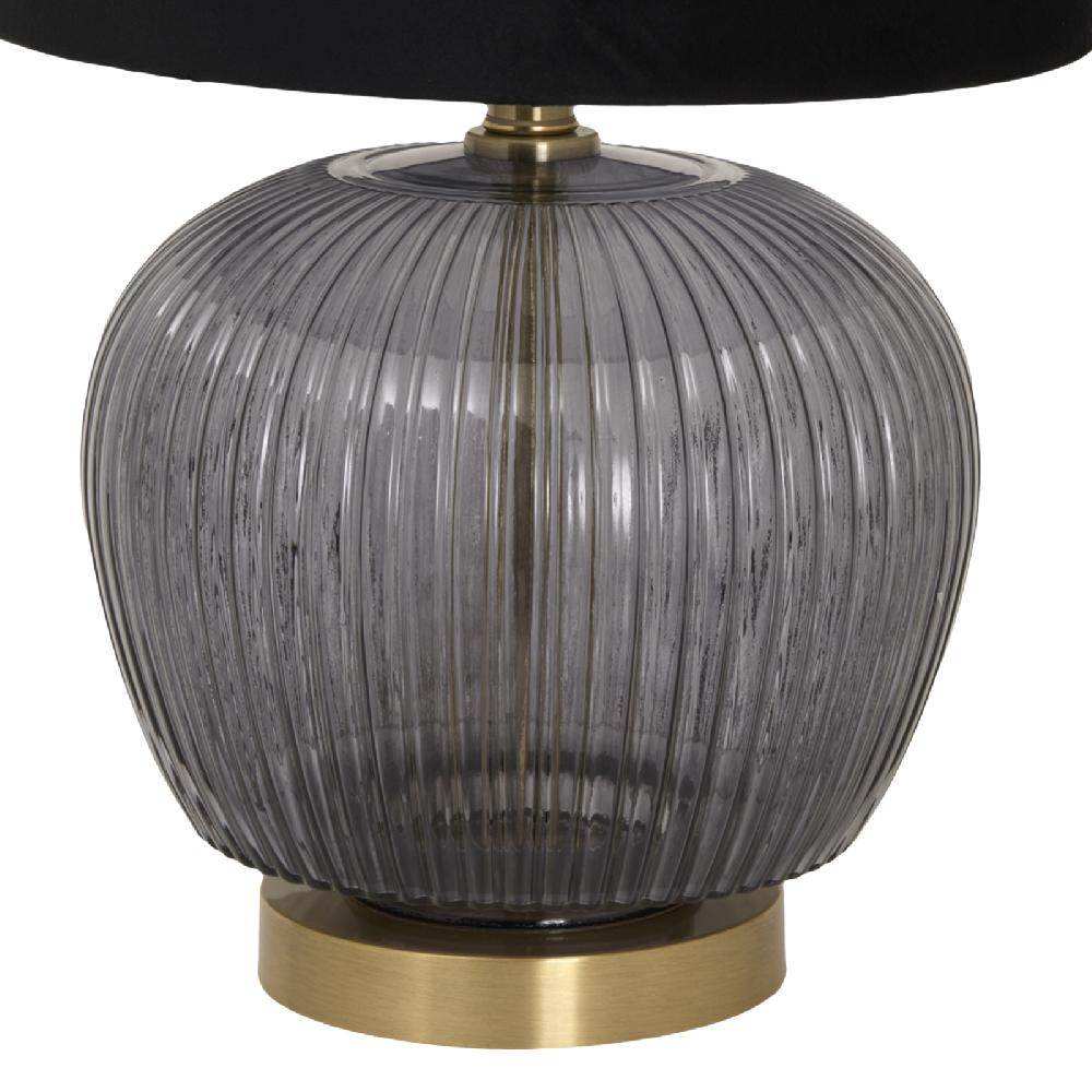 Hill Interiors Luxton Glass Ribbed Lamp With Black Velvet Shade