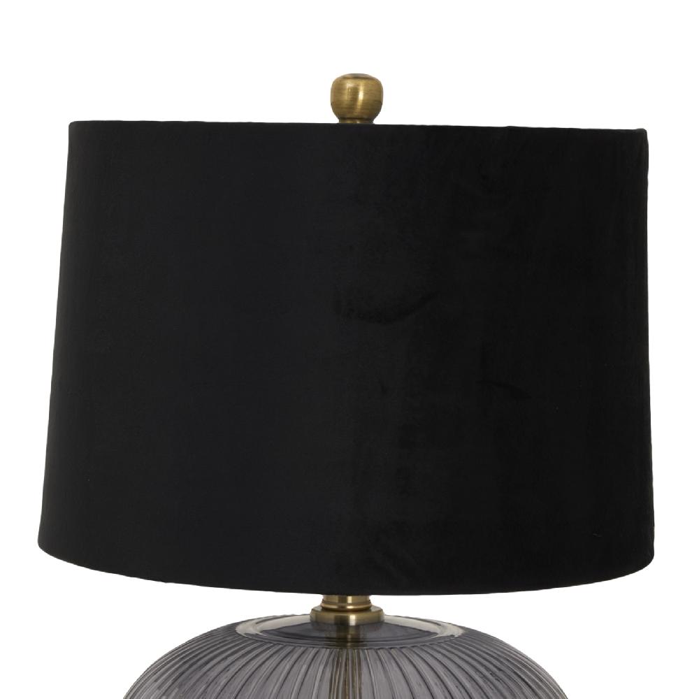 hill interiors Luxton Glass Ribbed Lamp With Black Velvet Shade