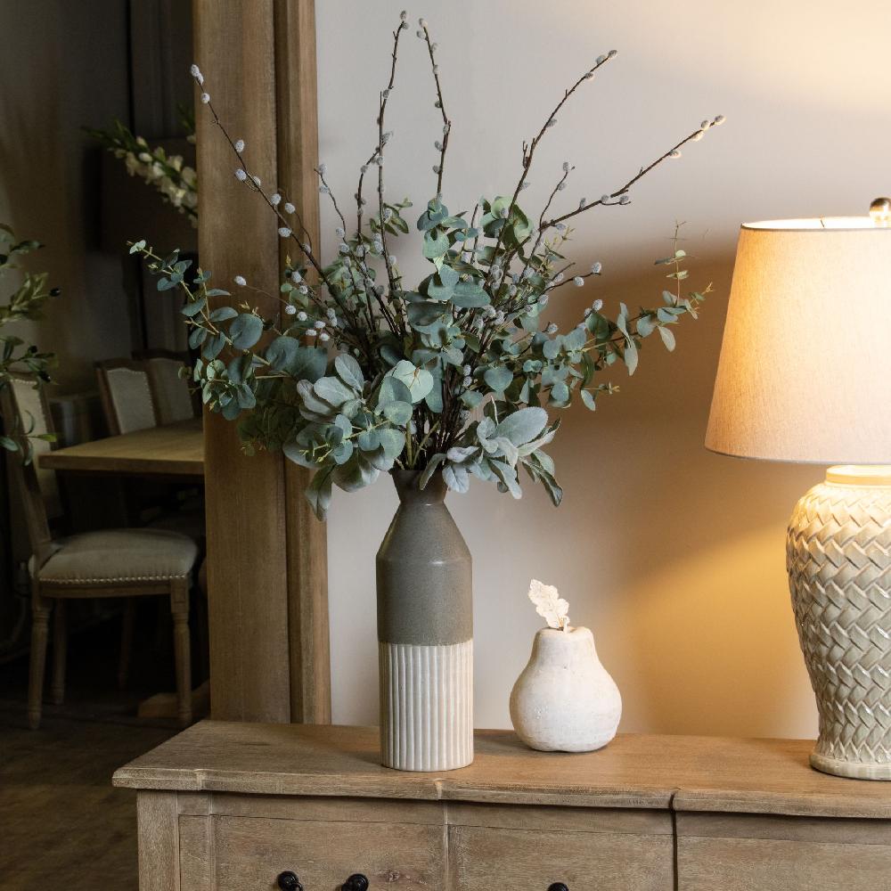 Hill Interiors Mason Collection Grey Ceramic Ellipse Tall Vase