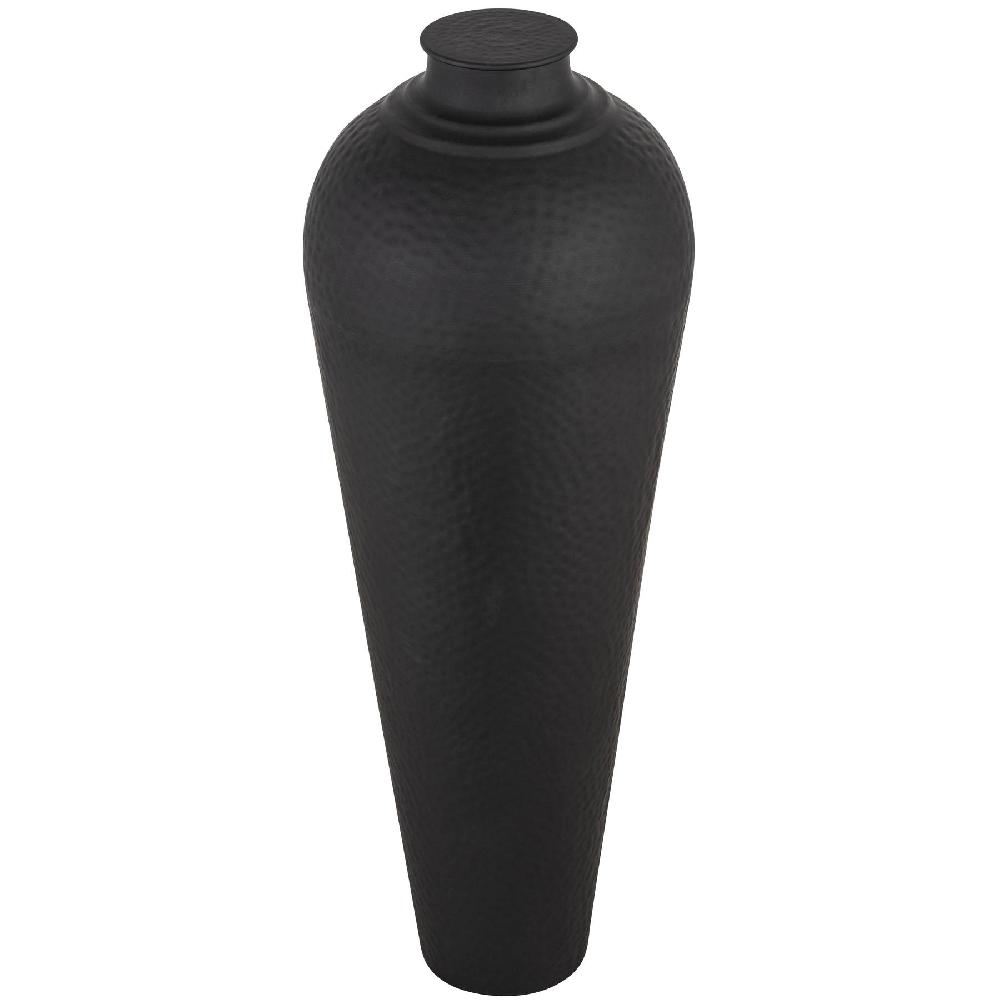 hill interiors Matt Black Large Hammered Vase With Lid