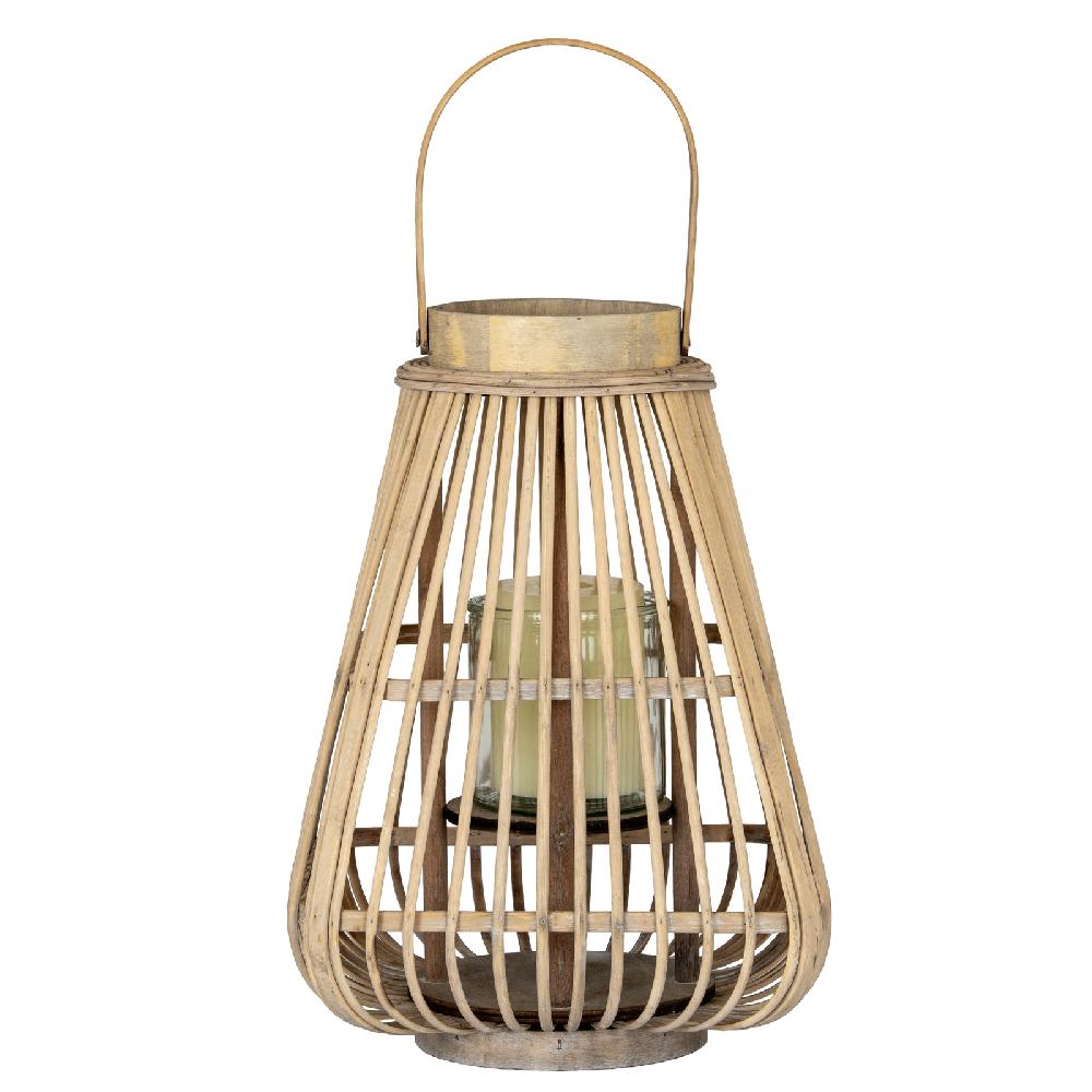 hill interiors Medium Peardrop Wicker Lantern With Glass Holder