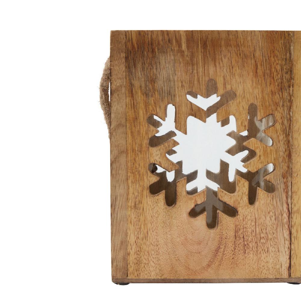 Hill Interiors Natural Wooden Large Snowflake Tealight Candle Holder