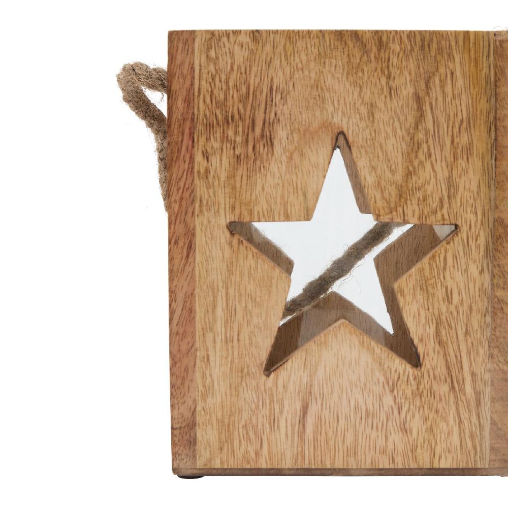 Hill Interiors Natural Wooden Large Star Tealight Candle Holder