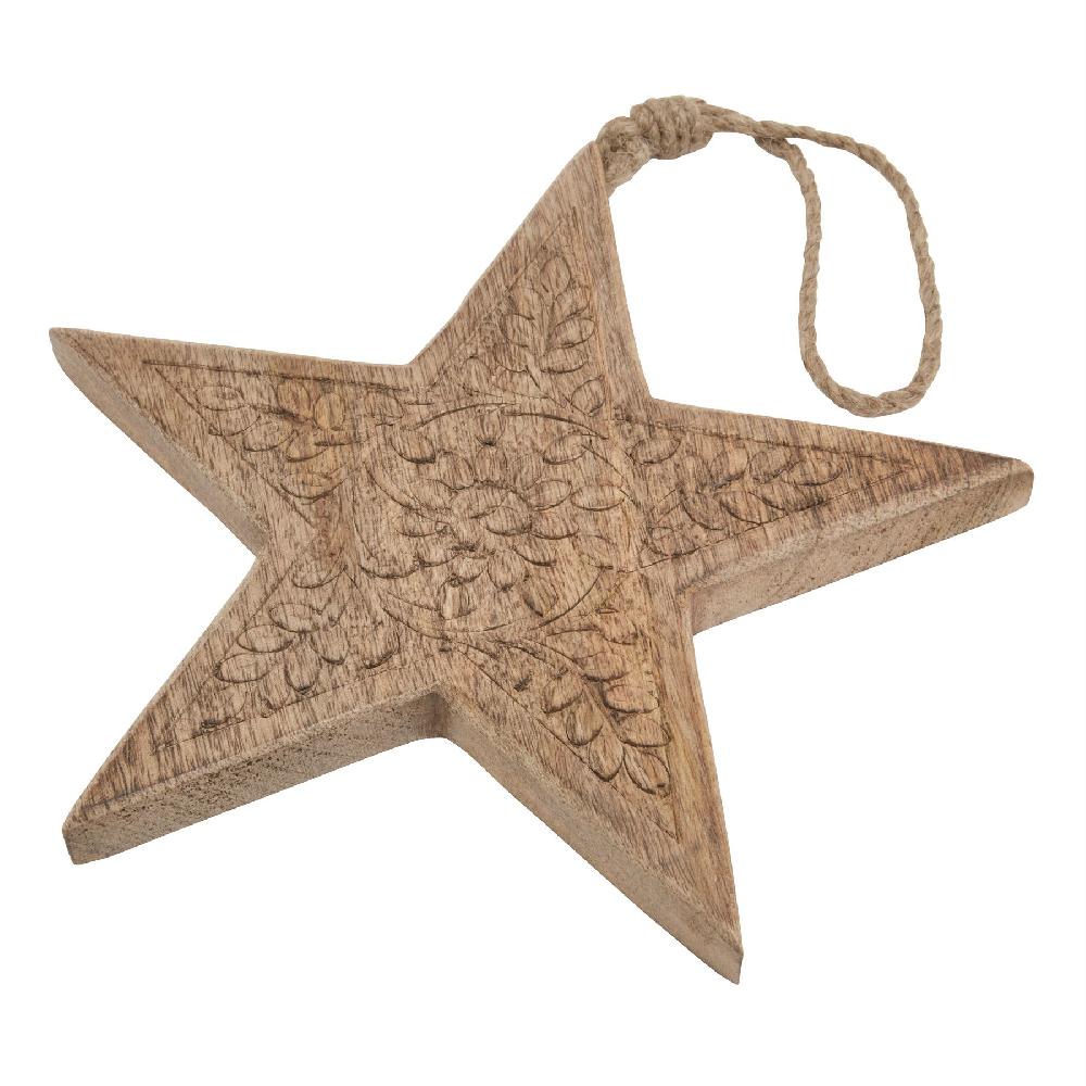 Hill Interiors Natural Wooden Patterned Hanging Star