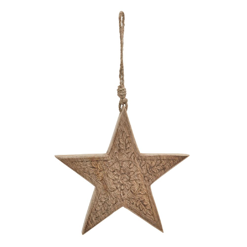 hill interiors Natural Wooden Patterned Hanging Star
