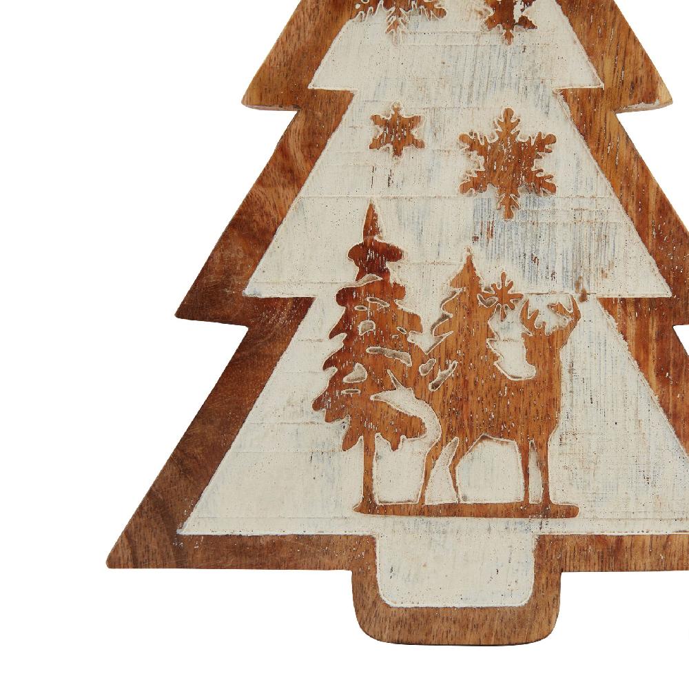 hill interiors Natural Wooden Snow Scene Tree Decoration