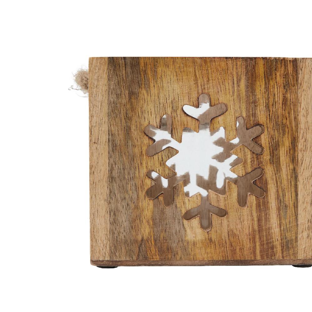 Hill Interiors Natural Wooden Snowflake Tealight Candle Holder