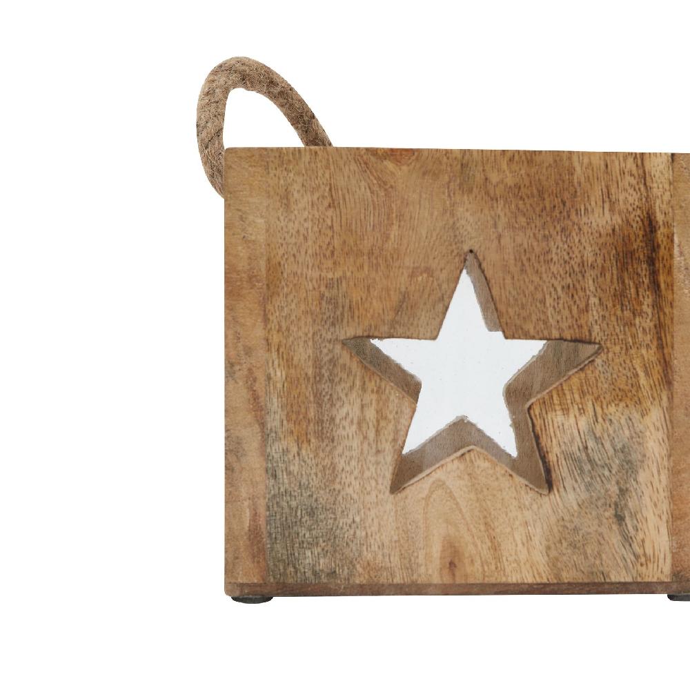Hill Interiors Natural Wooden Star Tealight Candle Holder