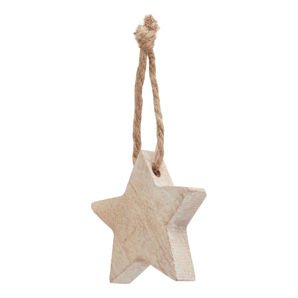 hill interiors Pack Of 90 Wooden Star Hanging Decorations