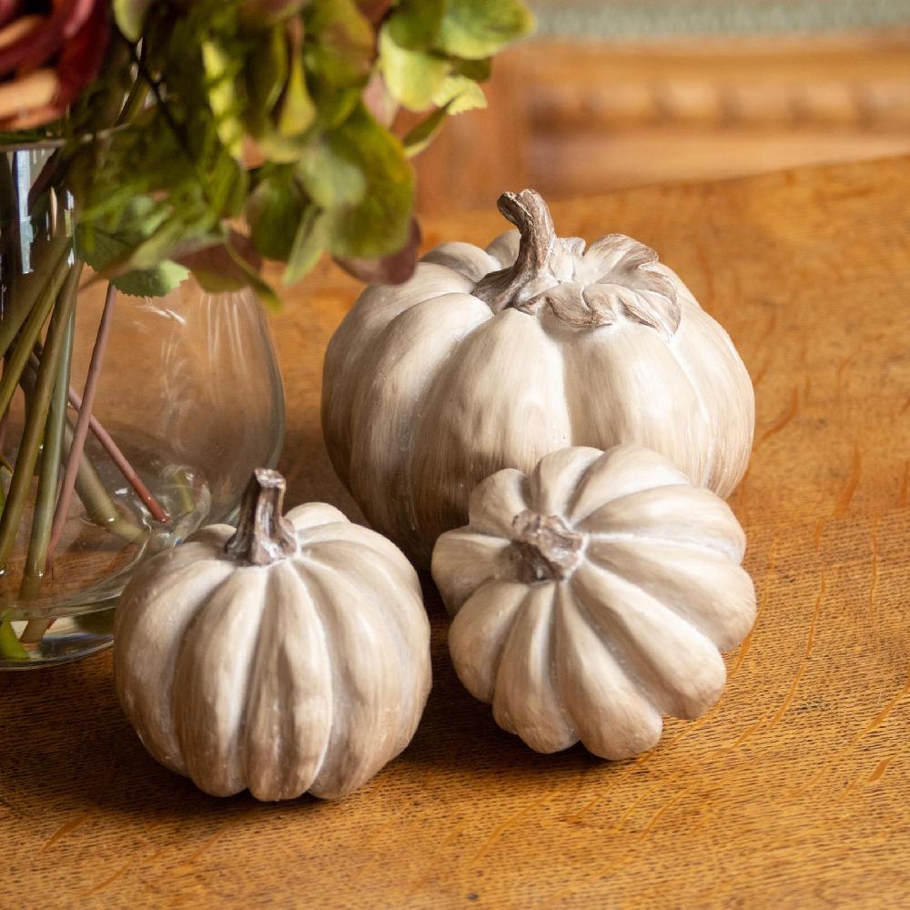 Hill Interiors Set Of Six Carved Wood Effect Pumpkins