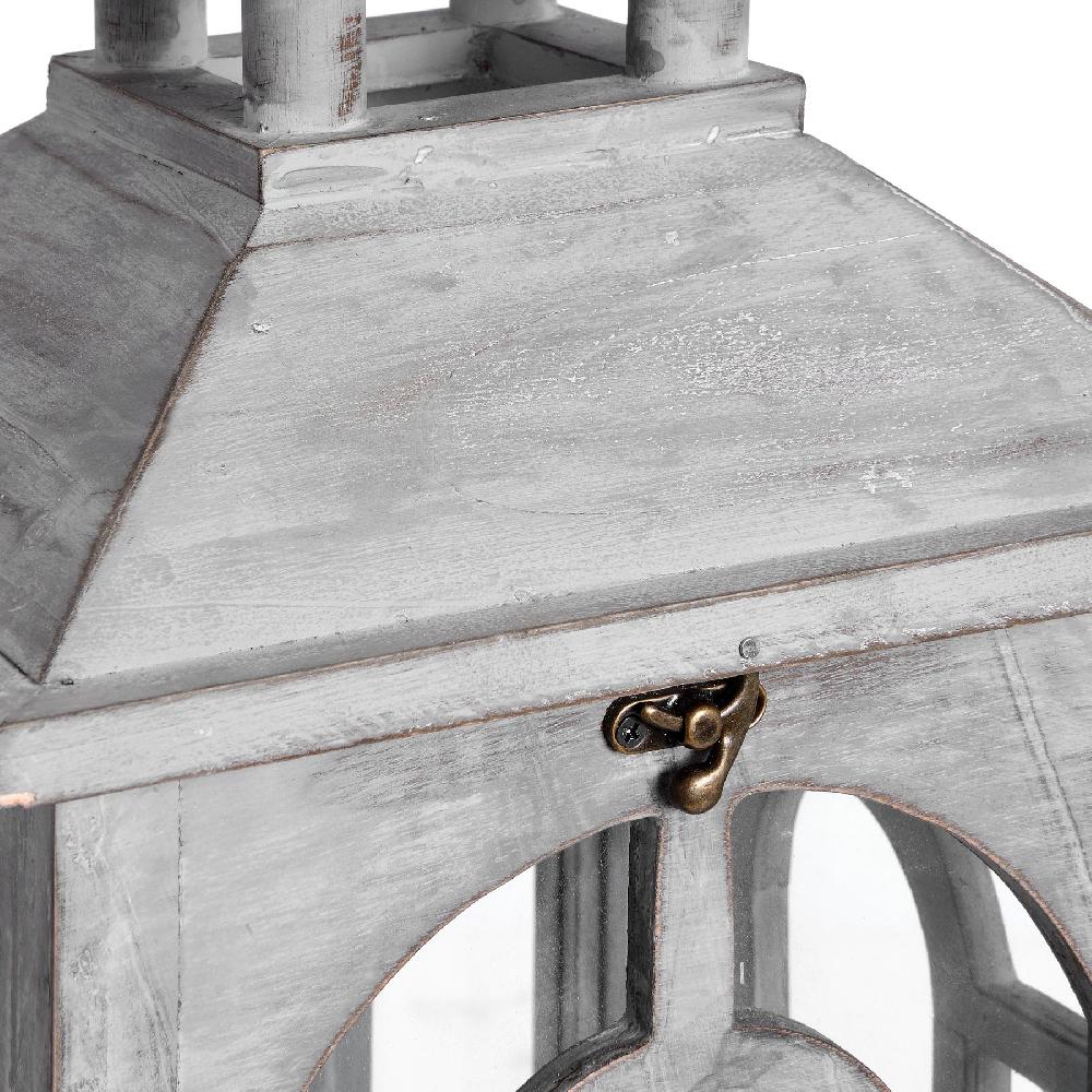 hill interiors Set Of Three Wooden Lanterns With Archway Design